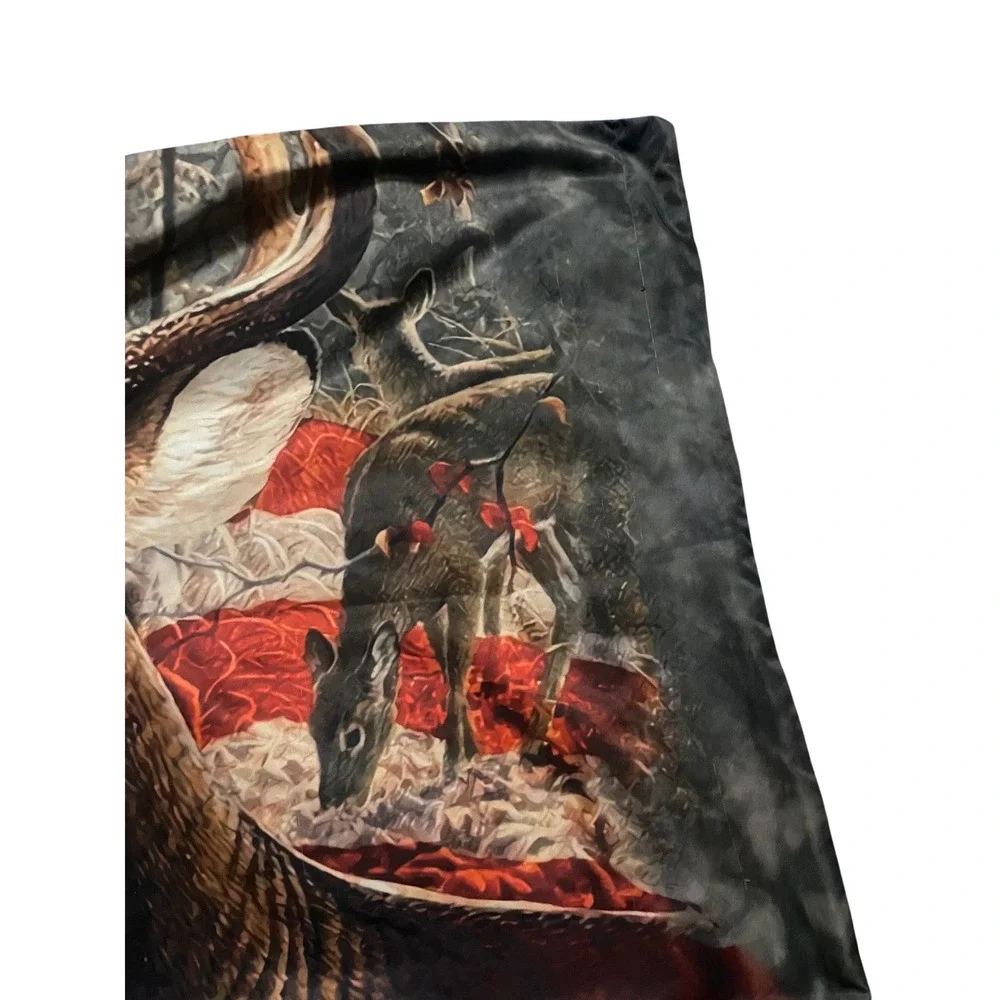 Deer American Flag Bedding Set Full Queen Duvet 2 Shams Hunting Camo‎ Wildlife